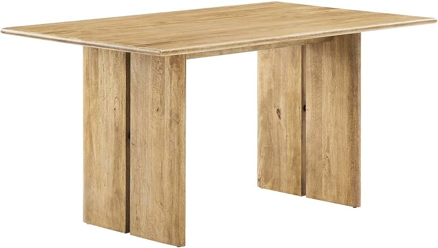 Modway Amistad 60" Solid Wood Modern Farmhouse Rectangular Dining Table in Oak | Amazon (US)