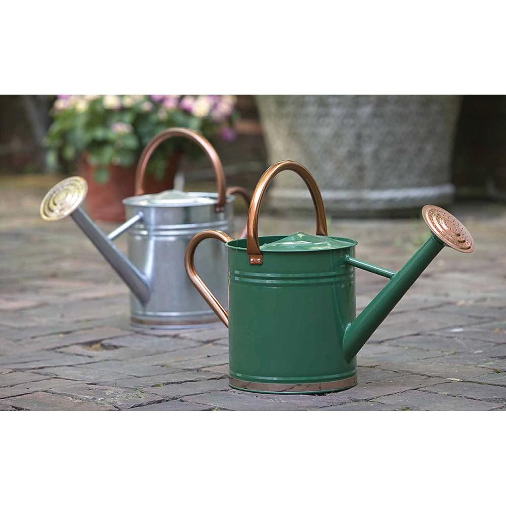 Gardman 1 Gal. Hunter Green Watering Can with Copper Accents | The Home Depot