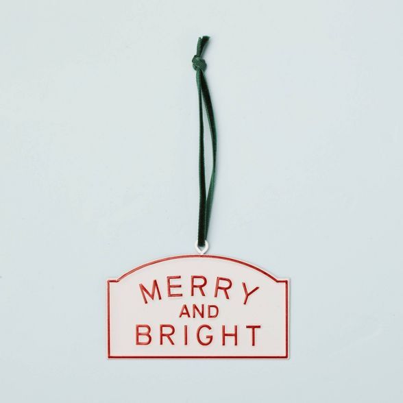 Mini 'Merry And Bright' Sign Ornament Red/Cream - Hearth & Hand™ with Magnolia | Target