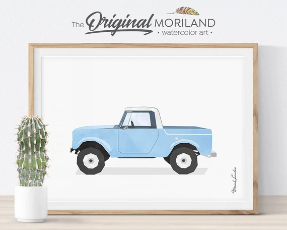 Pickup Truck Print, Classic Car, Vehicle Art, Transportation Decor, Boy Bedroom Art, Baby Blue Pr... | Etsy (US)