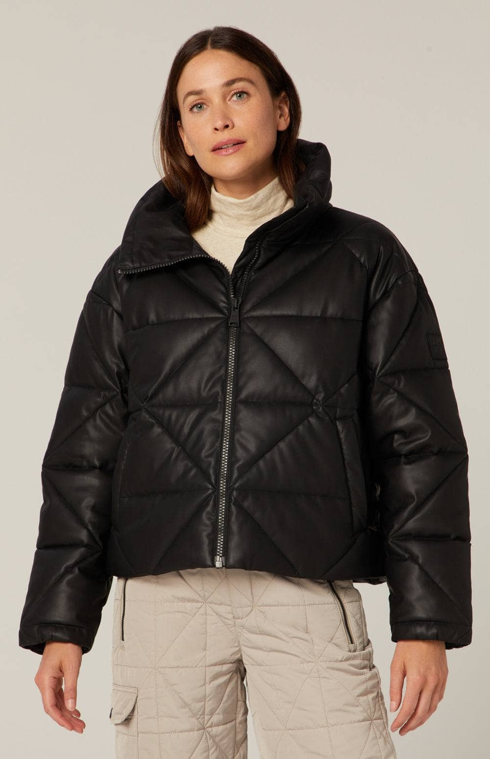 Alta Puffer Jacket | Black Faux Leather | Alp N Rock