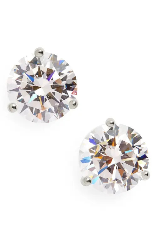 Nordstrom Cubic Zirconia Stud Earrings - 3ct. in Platinum at Nordstrom | Nordstrom