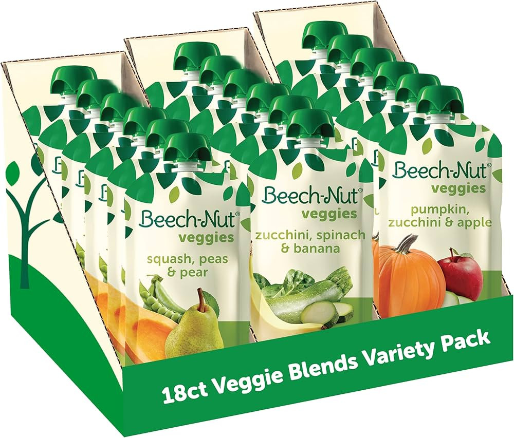 Beech-Nut Baby Food Pouches Variety Pack, Veggie Purees, 3.5 oz (18 Pack) | Amazon (US)