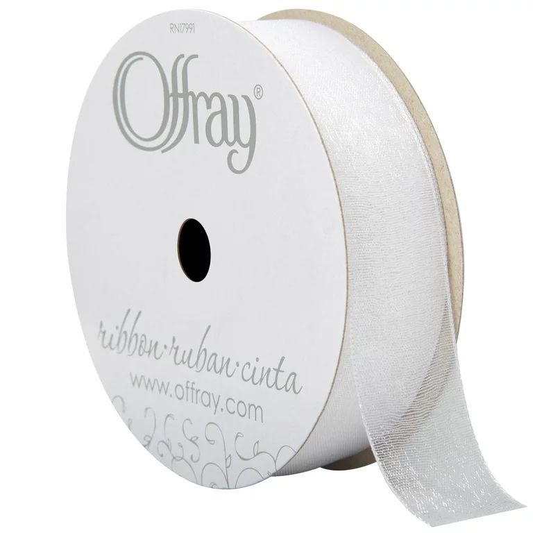 Offray Ribbon, White 7/8 inch Sheer Ribbon, 12 feet | Walmart (US)