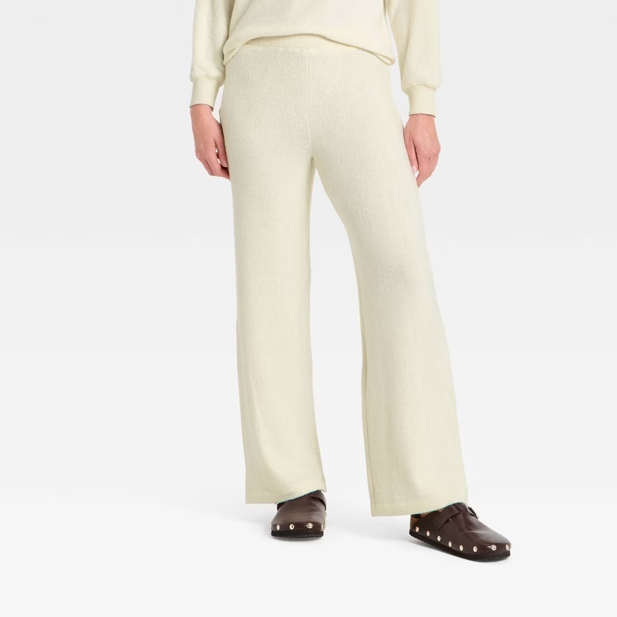 Women's High-Rise Straight Leg Knit Pull-On Pants - Universal Thread™ Cream S | Target