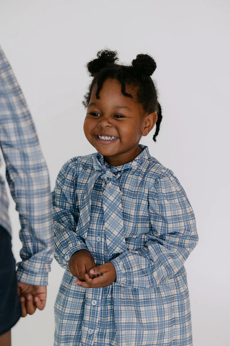 Stella Bow Dress in Marta Plaid | Sun House Children's