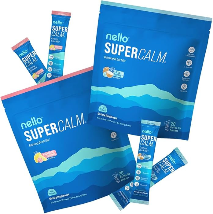 Nello Supercalm Drink Mix - Blue Coconut and Raspberry Lemonade KSM 66, Magnesium Glycinate & L-T... | Amazon (US)