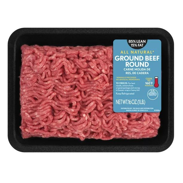 All Natural*, 85% Lean/15% Fat, Ground Beef, Round, Tray, 1lbs, (Fresh) | Walmart (US)