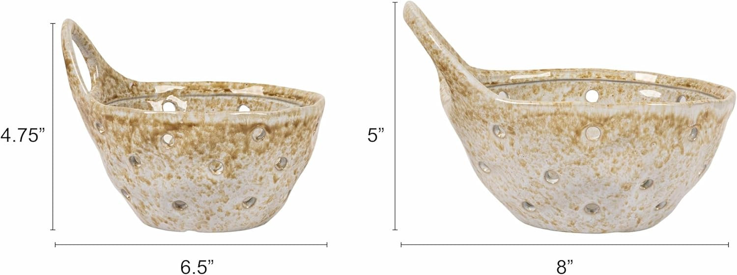 Creative Co-Op Stoneware Colanders with Handles, Set of 2 | Amazon (US)