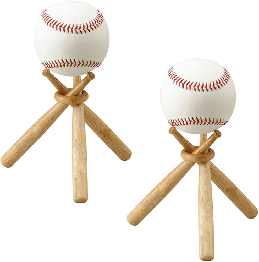 TIHOOD Baseball Stand Baseball Stand Holder Wooden Base Ball Stand Display Holder | Amazon (US)