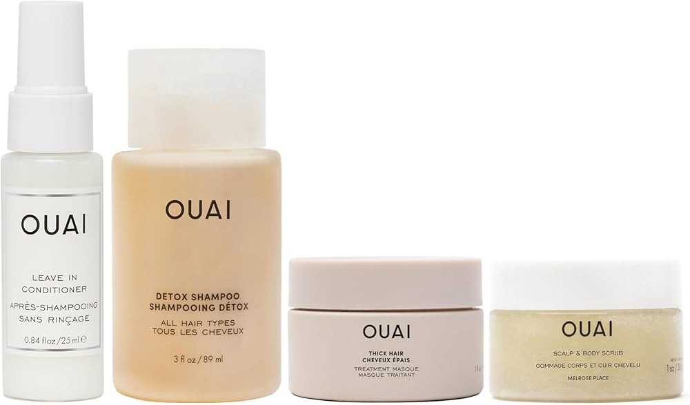 OUAI Travel Kit - Includes Travel Size Leave In Conditioner, Detox Shampoo, Thick Hair Mask, Scal... | Amazon (US)