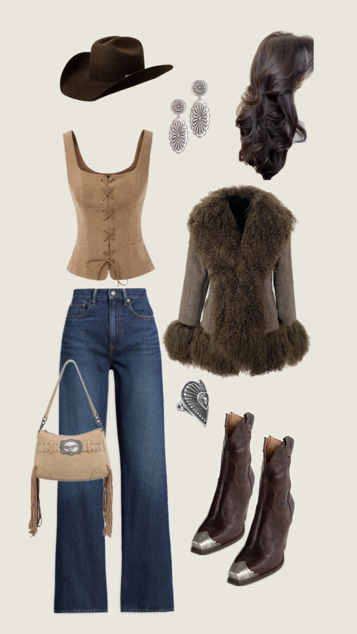Brown fur trim jacket, neutral western outfit, ankle brown boot, neutral winter outfit, winter chic style 

#LTKSeasonal