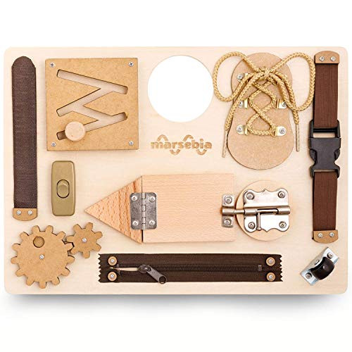 Montessori Busy Board for Toddlers - Wooden Montessori Toys for Toddlers 3 Years - Travel Toy Presch | Amazon (US)