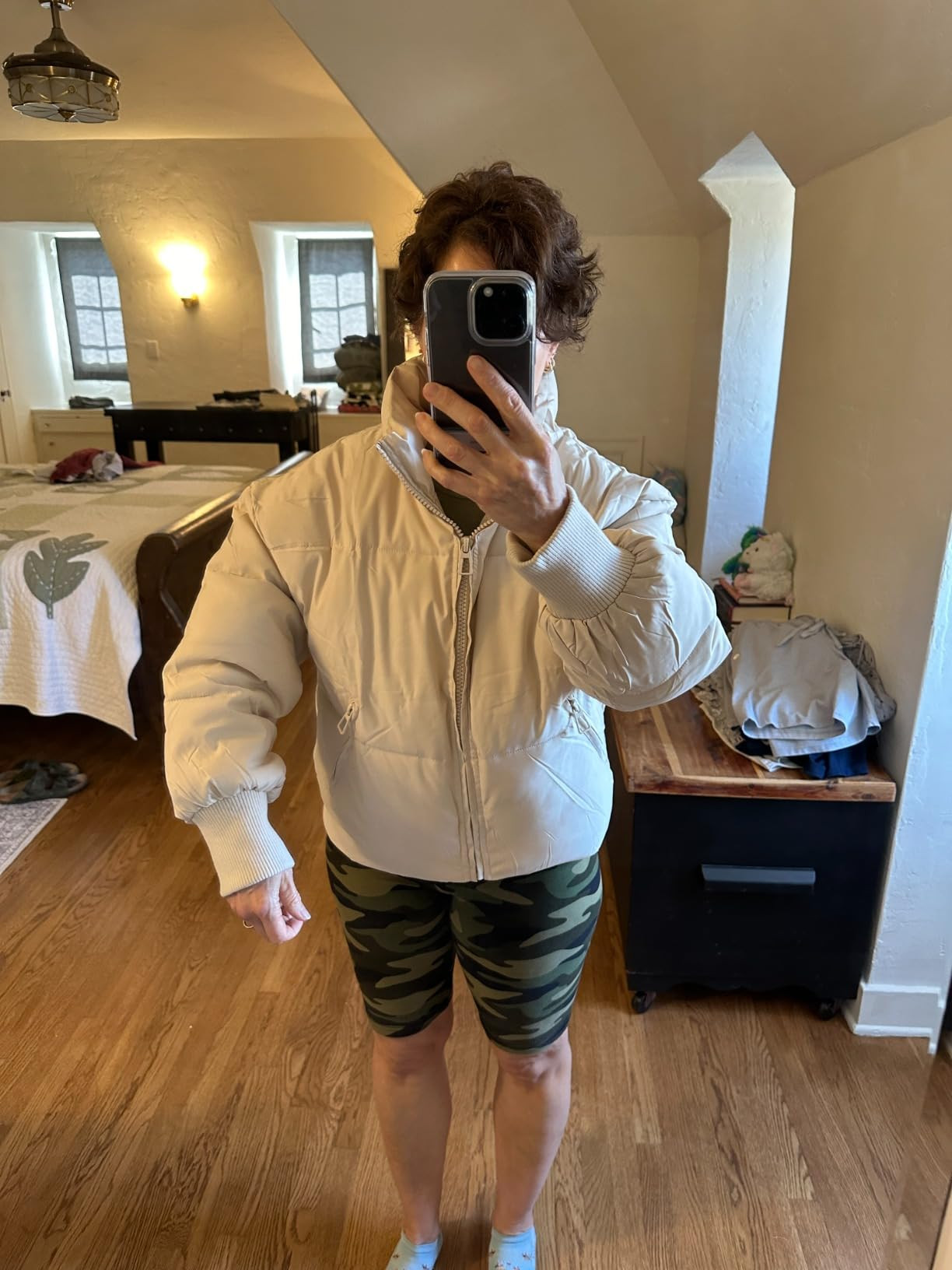 Women’s Winter Cropped Puffer Jacket Coat Casual Quilted Baggy Long Sleeve Zip Down Jackets Out... | Amazon (US)