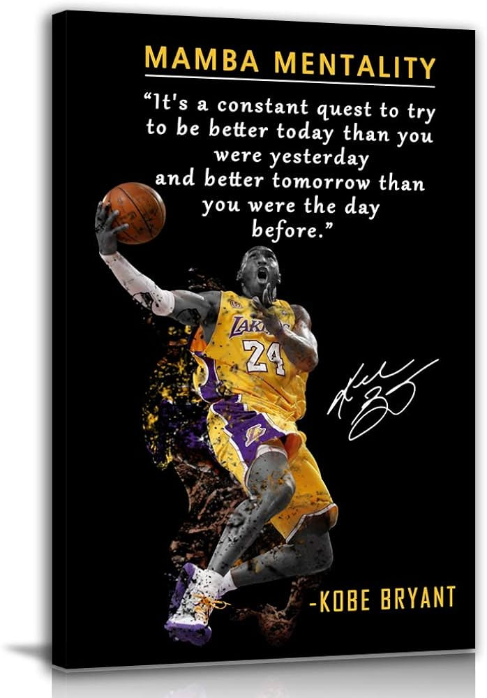 Kobe Bryant Inspirational Poster Canvas Wall Art \u2022 Mamba Mentality Quote Canvas Wall Art \u2... | Amazon (US)