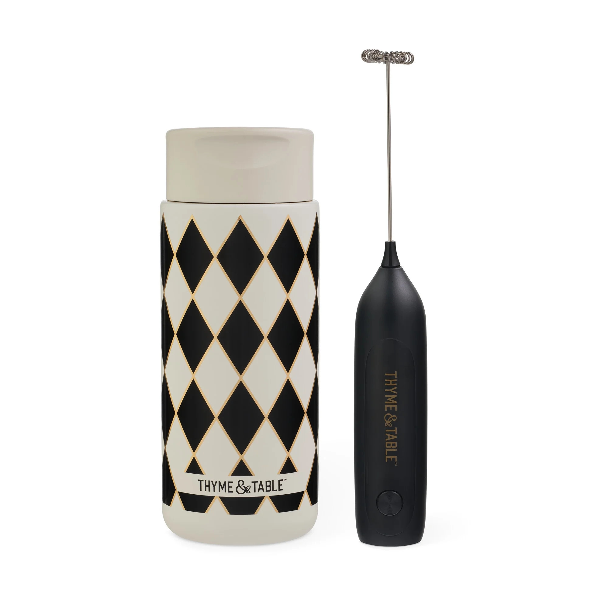 Thyme & Table 22 fl oz Stainless Steel Coffee Tumbler with Frother, Black Diamond | Walmart (US)