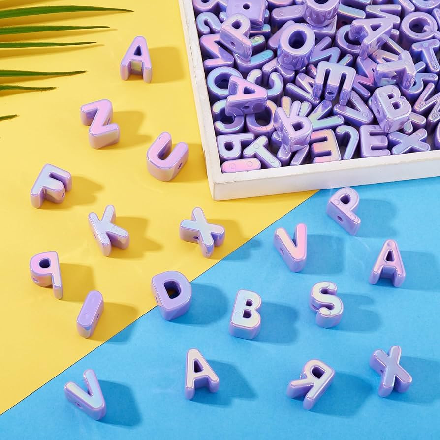 Elecrelive 100Pcs Purple Large Letter Alphabet Beads Iridescent Acrylic Letter Keychain Beads for... | Amazon (US)