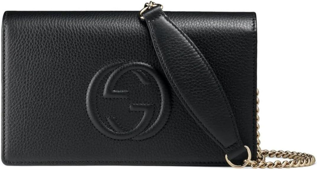 Gucci Soho Mini Black Round Light Gold Disco Zip Italy Leather Handbag Bag New | Amazon (US)