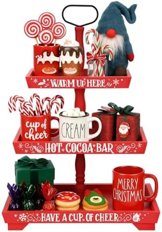 Christmas Hot Chocolate Bar Wood Cocoa Station Decorative Storage Box 3 Tier Chocolate Station Fa... | Amazon (US)
