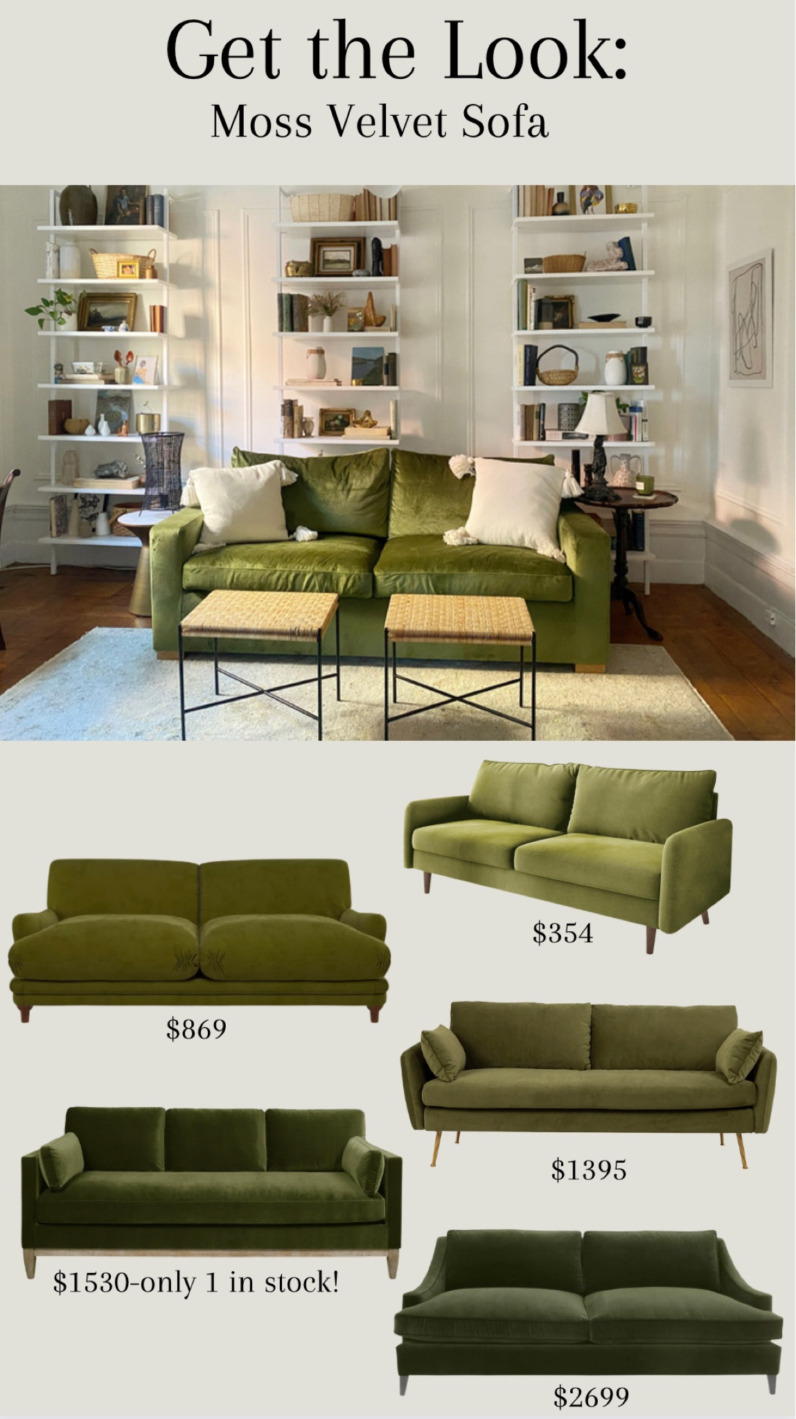 Moss olive green velvet sofa/couch 

#LTKstyletip #LTKhome #LTKsalealert