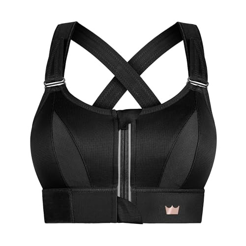 SHEFIT Ultimate Adjustable High-Impact Sports Bra for Women with Zip Front Black | Amazon (US)