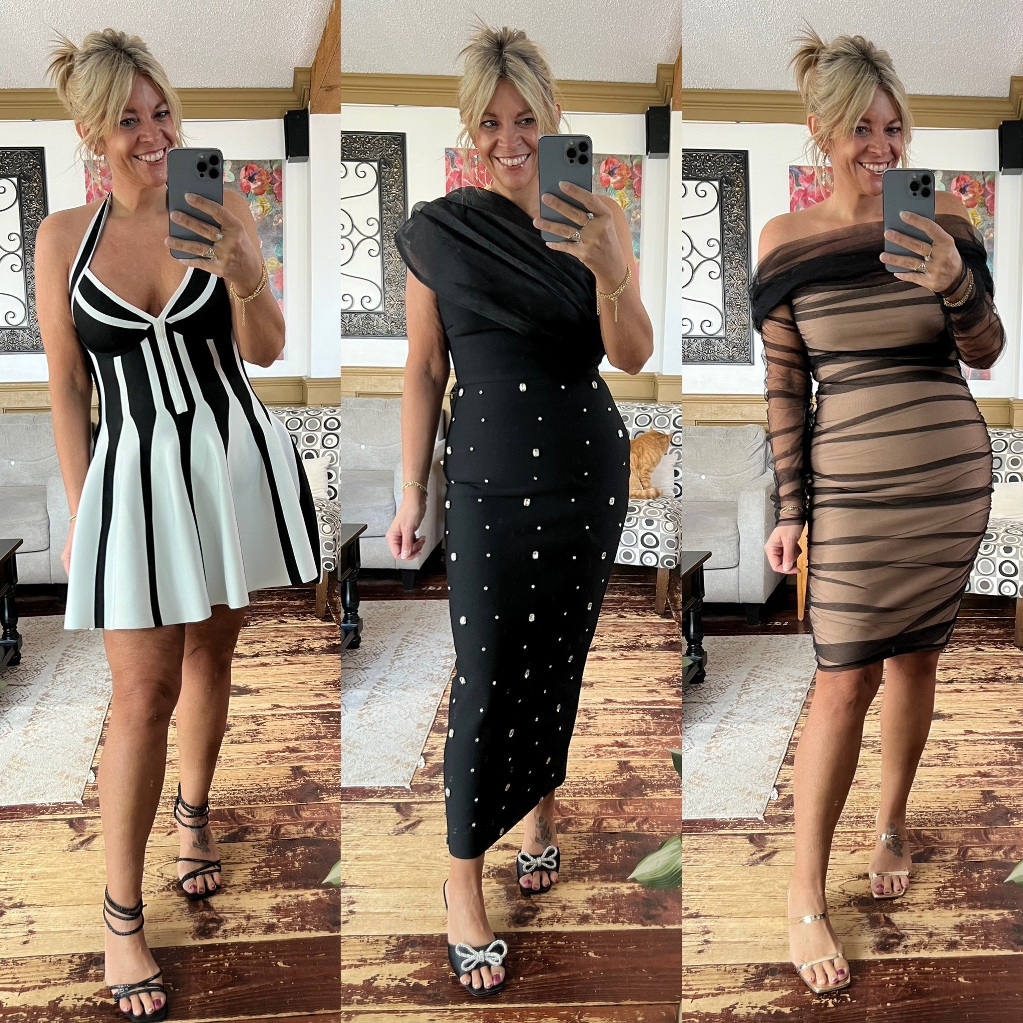 Wearing size large in all 3 bandage style dresses 👗 From Bella Barnett 

#LTKOver40 #LTKWedding #LTKSeasonal