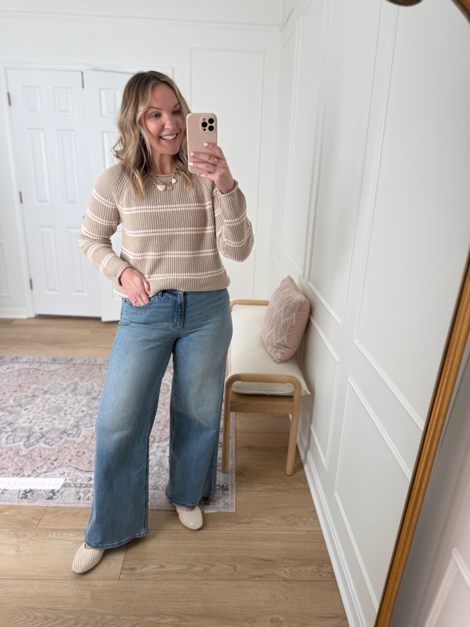 Spring transition outfit - weekend outfit - wearing size 10 jeans and med sweater! 

#LTKWorkwear #LTKSeasonal #LTKMidsize