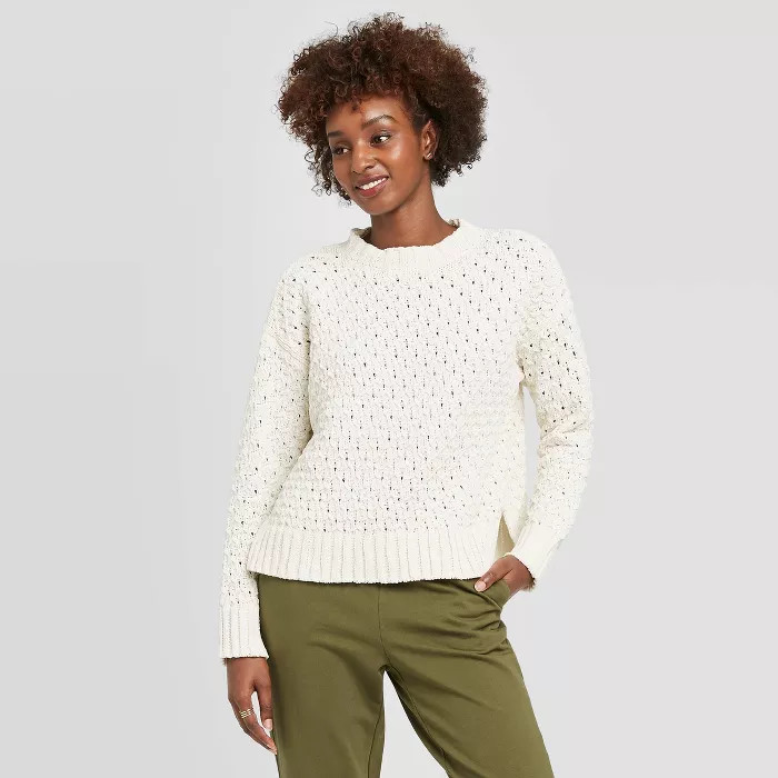 Women's Crewneck Textured Pullover Sweater - A New Day™ | Target
