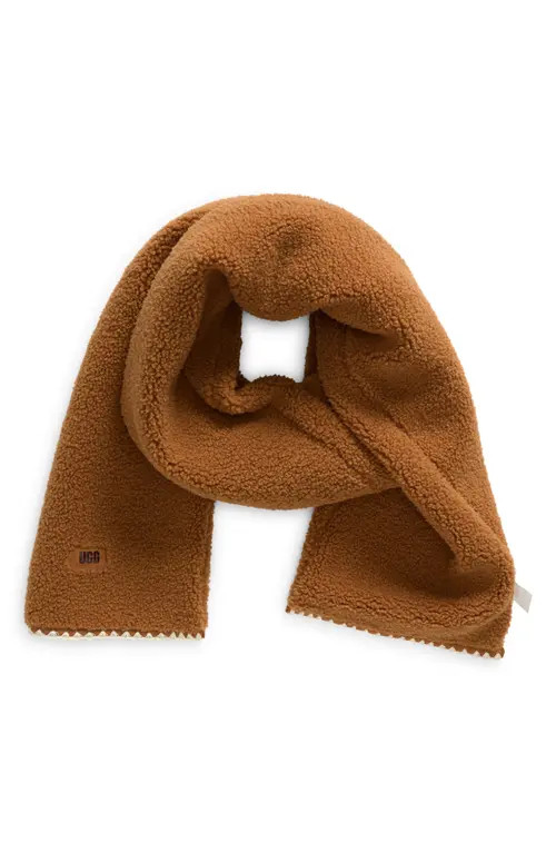 UGG(r) UGGfluff Scalloped Scarf in Chestnut at Nordstrom | Nordstrom