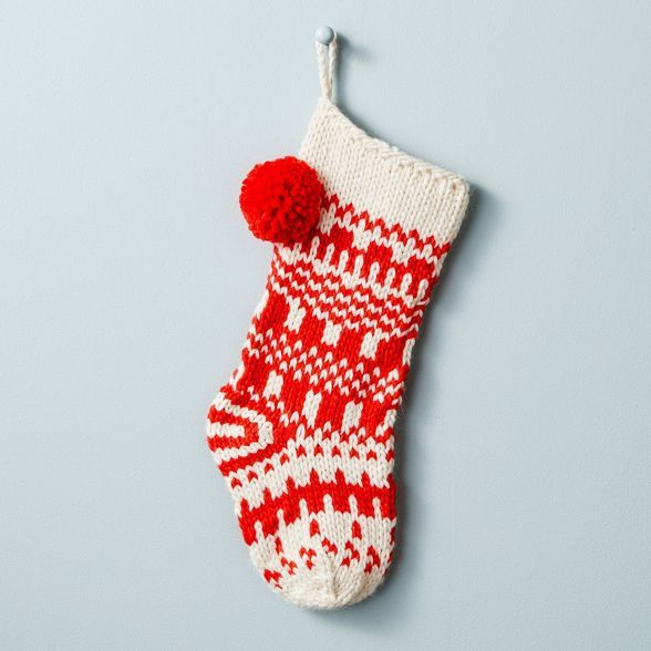 Jacquard Knit Pom Stocking - Hearth & Hand™ with Magnolia | Target