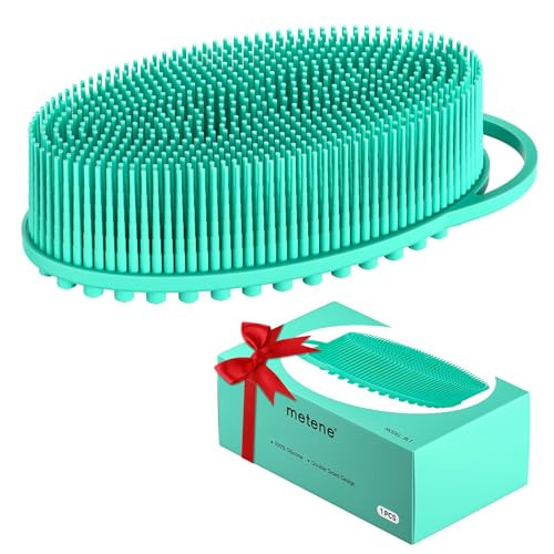 Metene Silicone Exfoliating Body Scrubber with Loop, Body Scrubber for Men and Women, Silicone Loofah for Shower, Soft Silicone for Shower and Bath Skincare Routine(Green) | Amazon (US)