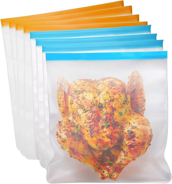 8 Pcs 3 Gallon Reusable Food Storage Freezer Bags, Large Capacity, BPA Free Reusable Food Pouches... | Amazon (US)