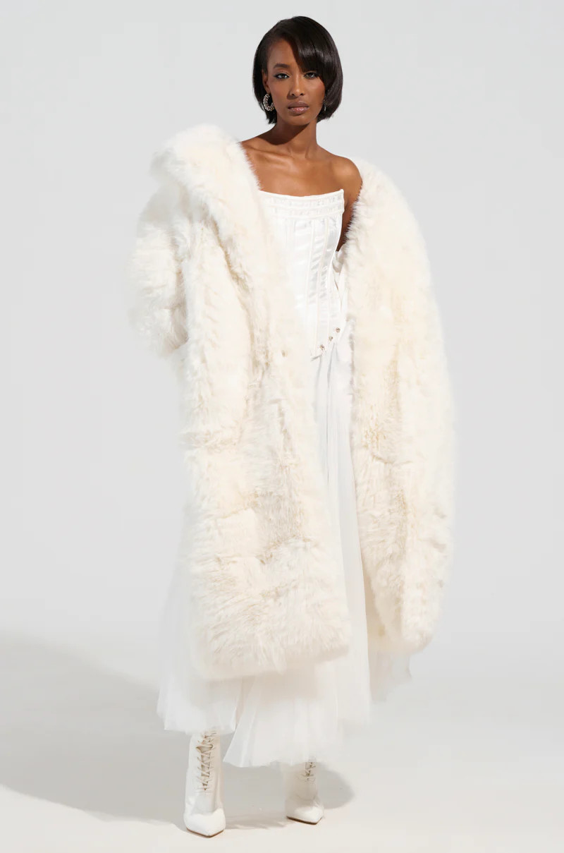 BCARDI LONG LUXE FAUX FUR TRENCH | AKIRA