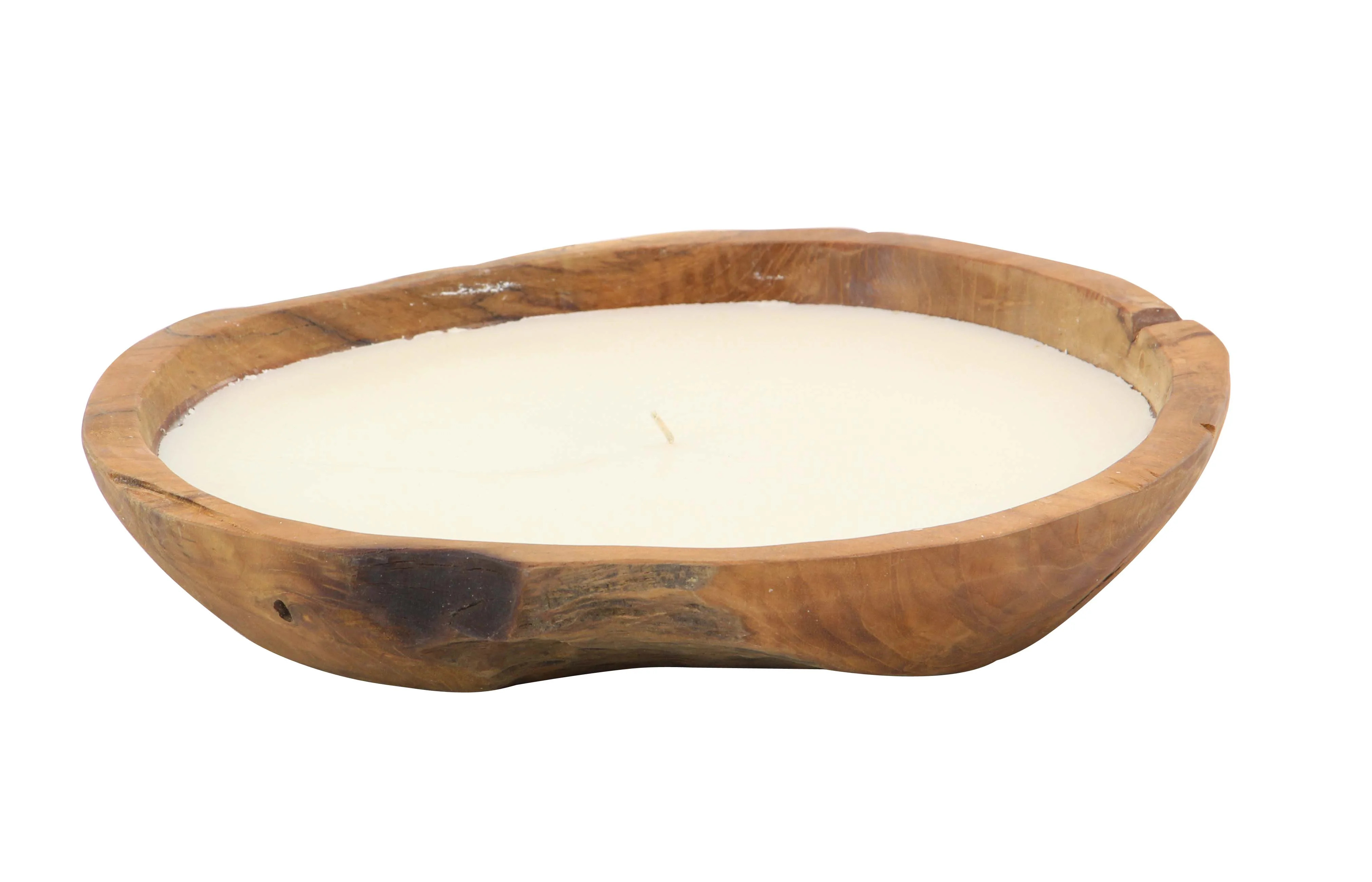 Decmode 4 X 16 Inch Rustic Teak Wood Candle Bowl, Brown | Walmart (US)