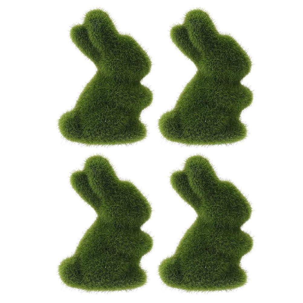 Tinksky 4pcs Easter Moss Bunny Figurine Artificial Flocked Rabbit Spring Festival Garden Yard Dec... | Walmart (US)