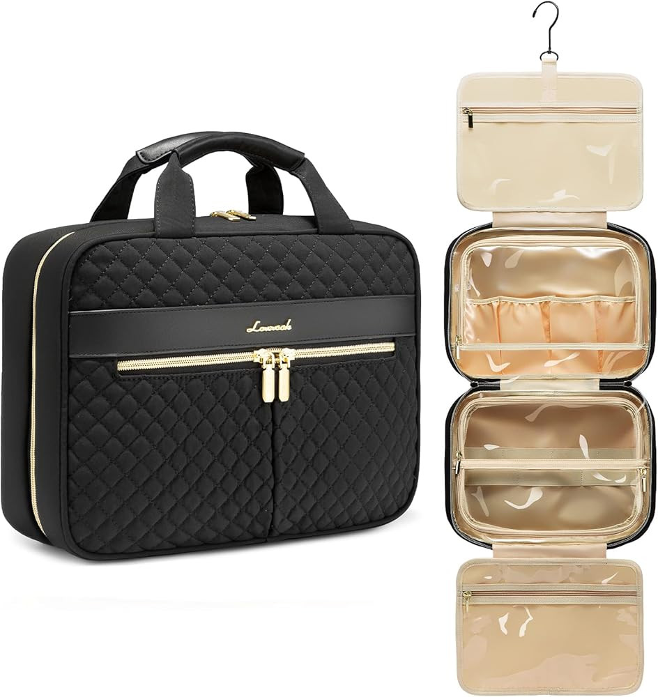 LOVEVOOK Toiletry Bag for Women, Water-resistant Travel Makeup Bag with Hanging Hook, Traveling E... | Amazon (US)