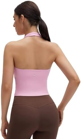 SUUKSESS Women Padded Halter Sports Bra Backless Longline Workout Crop Tank Tops | Amazon (US)