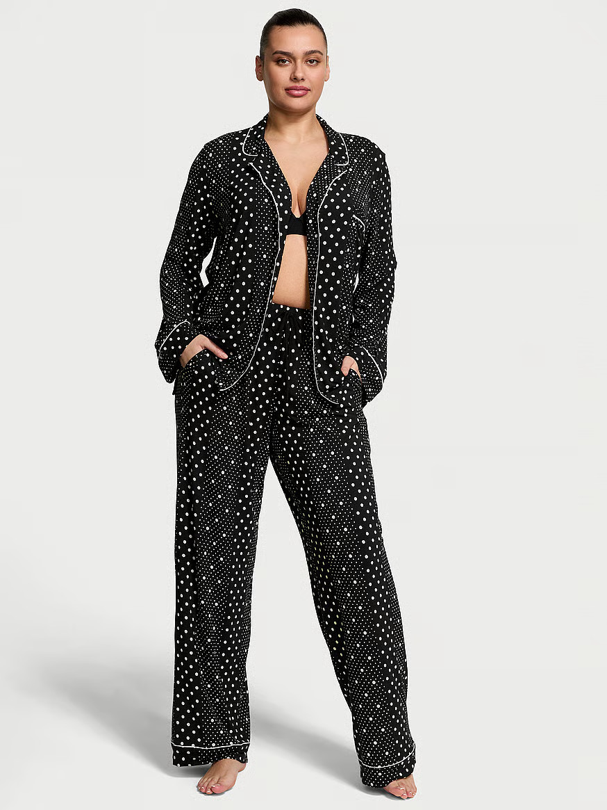 Buy Modal Soft Long Pajama Set, Black Dot Stripes - Order Pajamas Sets online - Victoria's Secret... | Victoria's Secret (US / CA )