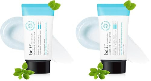 belif Aqua Bomb Frozen Gel Cream - Cooling Relief with Panthenol & Niacinamide - Daily Soothing & Hydrating Moisturizer, Depuff with Caffeine, Lightweight, Korean Skincare, 1.69 fl oz (Pack of 2) | Amazon (US)
