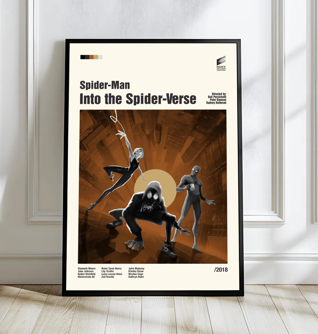 Spider-man: Into the Spider-verse Poster, Mid-century Modern Art, Minimalist Poster - Etsy | Etsy (US)