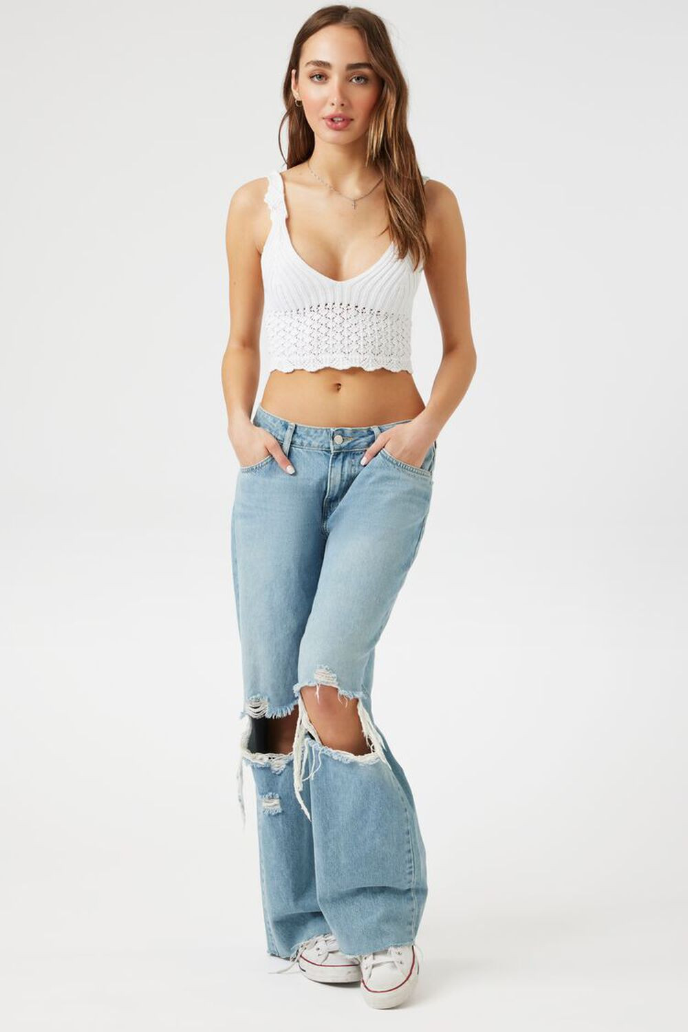 Crochet Lace-Up Crop Top | Forever 21 (US)