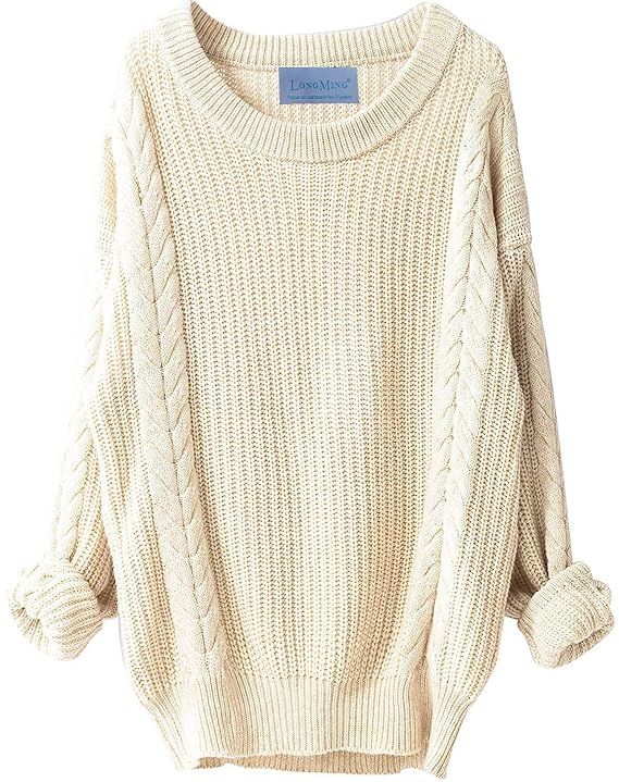 LONGMING Women's Oversized Loose Winter Wool Crewneck Half Turtleneck Pullover Long Sweater Dress... | Amazon (US)