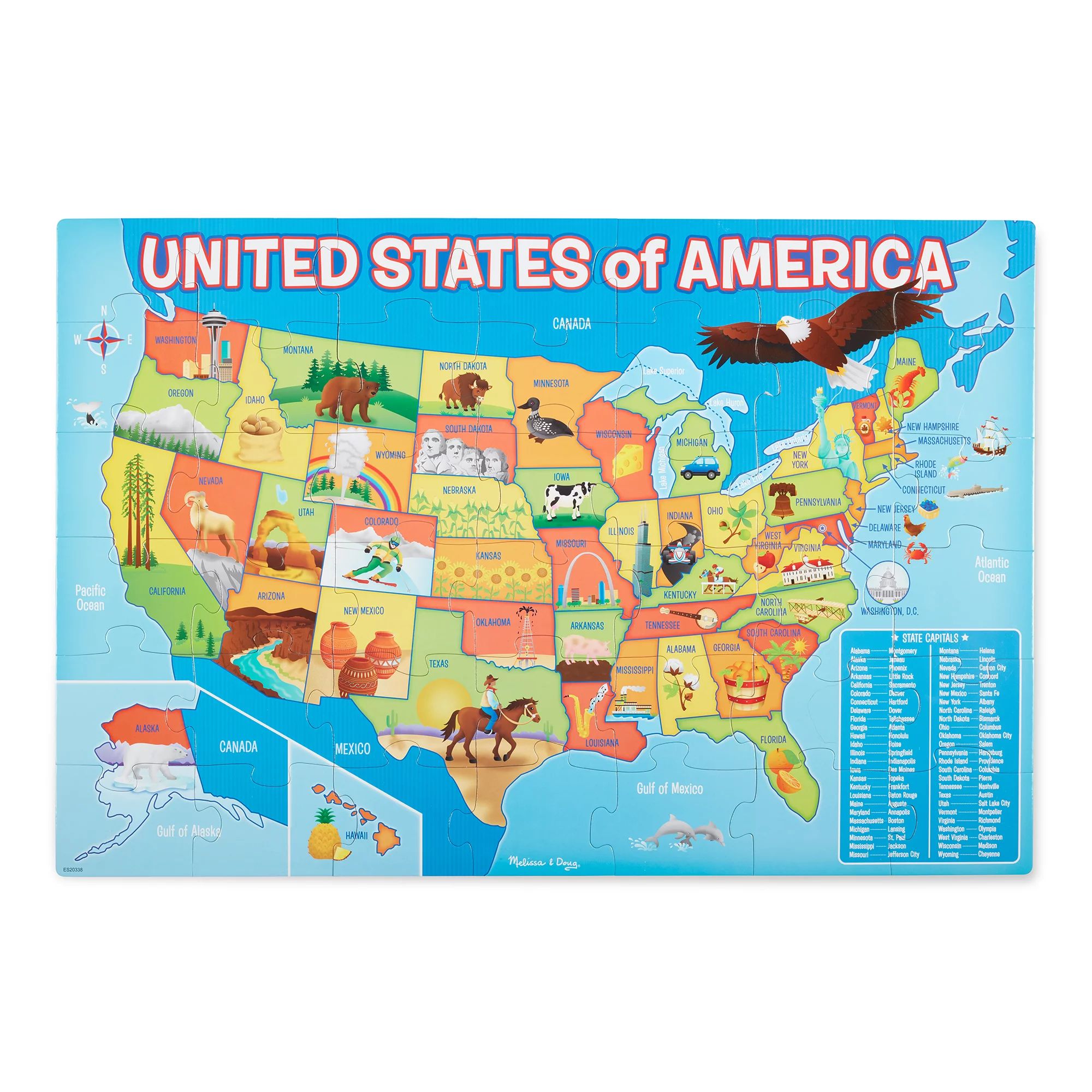 Melissa & Doug USA Map Giant Cardboard Floor Puzzle (42 Pcs) - Walmart.com | Walmart (US)