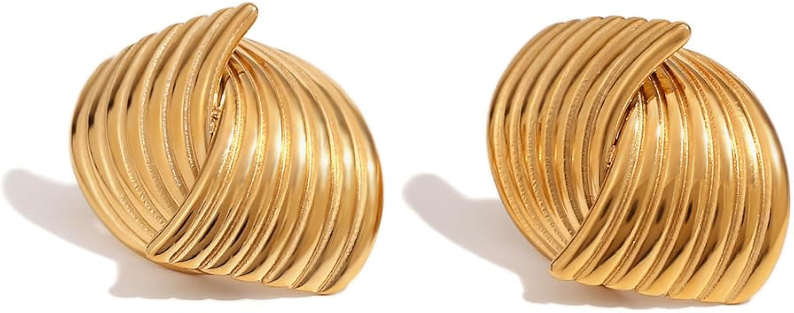 Striped Stud Earrings Flow Teardrop/Triangle/Petal Shaped, Unique Cast Stripe Fashion Personalize... | Amazon (US)