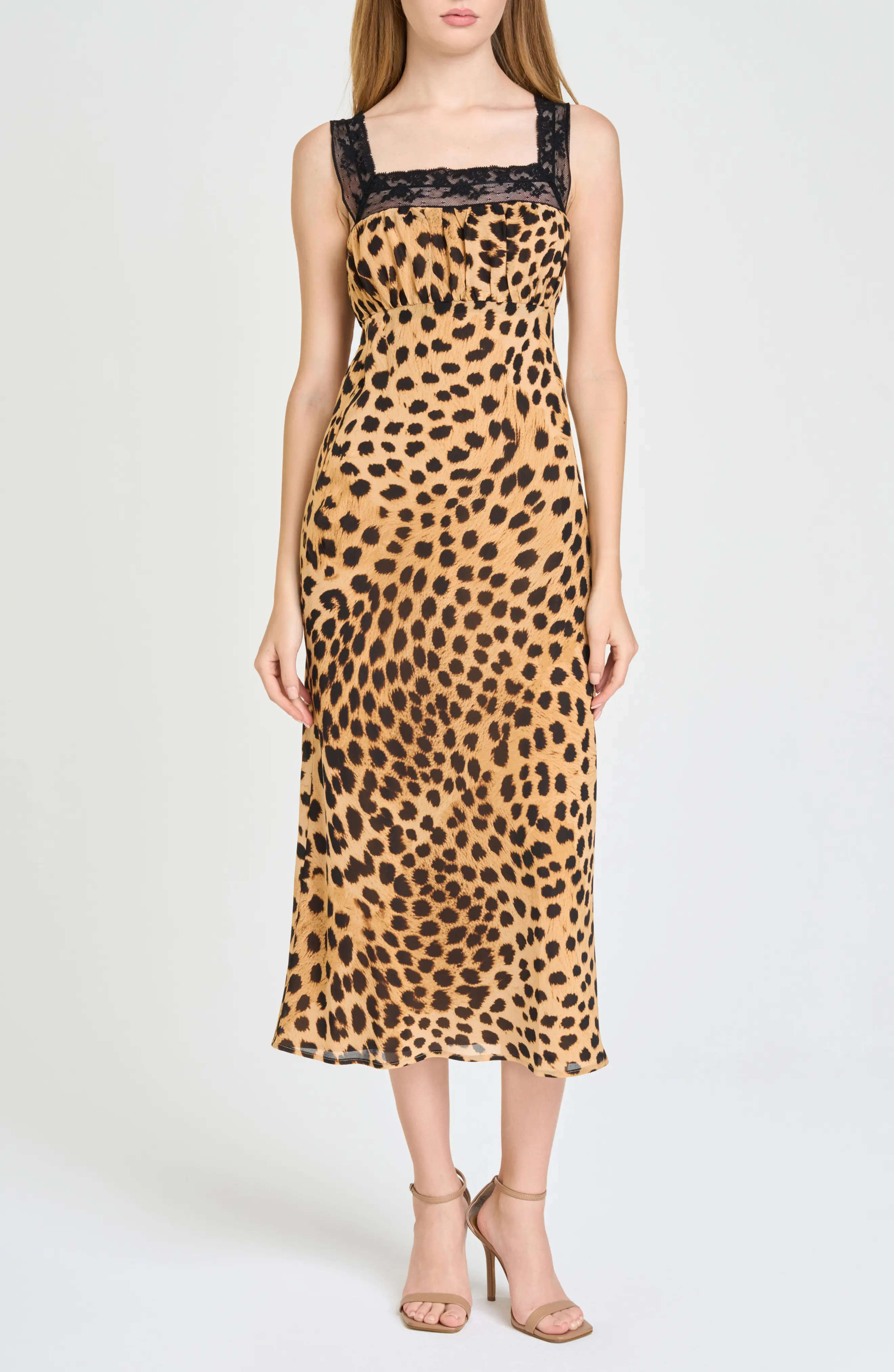 WAYF Gabrielle Lace Trim Midi Dress (Women) | Nordstrom | Nordstrom