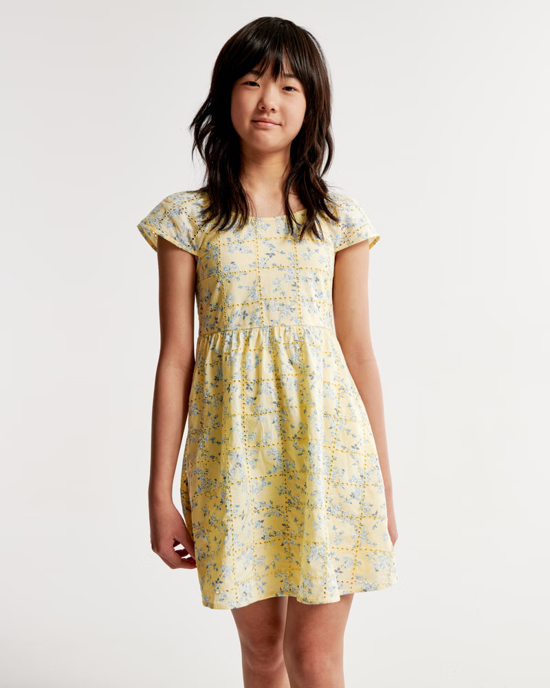 flutter sleeve embroidered mini dress | Abercrombie & Fitch (US)