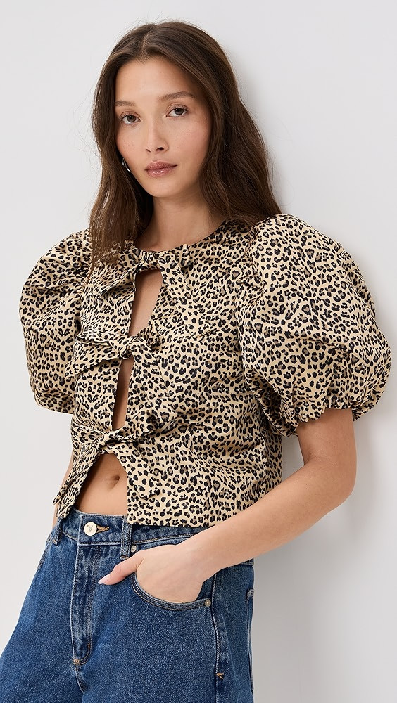English Factory Bow Detailed Puff Sleeve Top | Shopbop | Shopbop