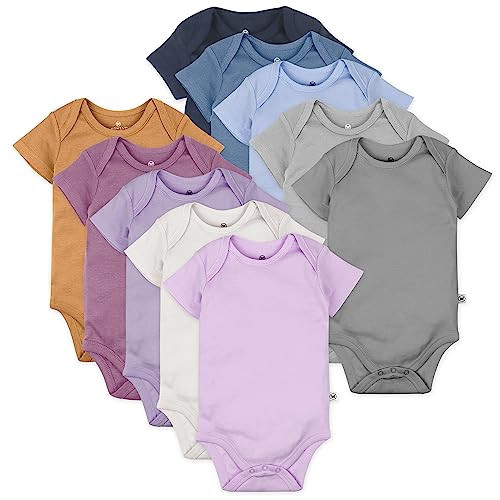 HonestBaby 10-Pack Short Sleeve Bodysuits One-Piece 100% Organic Cotton for Infant Baby Boys, Girls, Unisex, Prep School Rebel Girl, Newborn | Amazon (US)