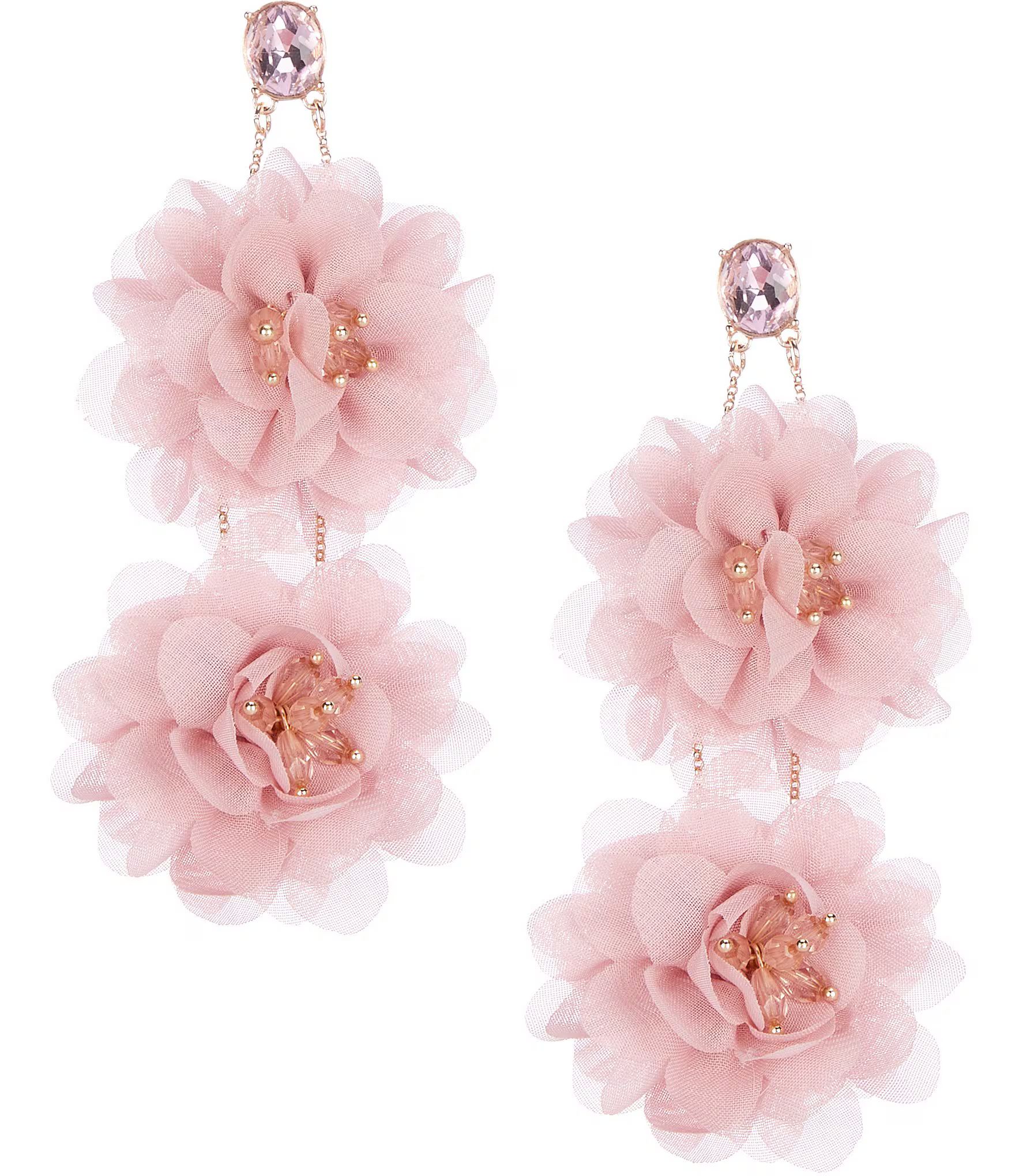 Double Flower Puff Stone Statement Drop Earrings | Dillard's