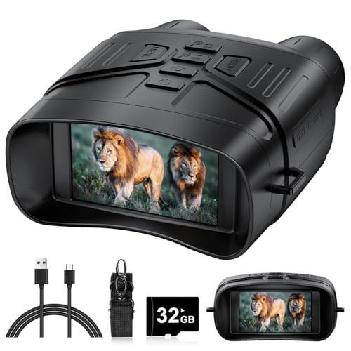 Night Vision Goggles - 4K Night Vision Binoculars with 5000mAh Rechargeable Battery, 32GB TF Card can Save Photo and Video, 3'' HD Screen for Camping & Security, Black | Amazon (US)